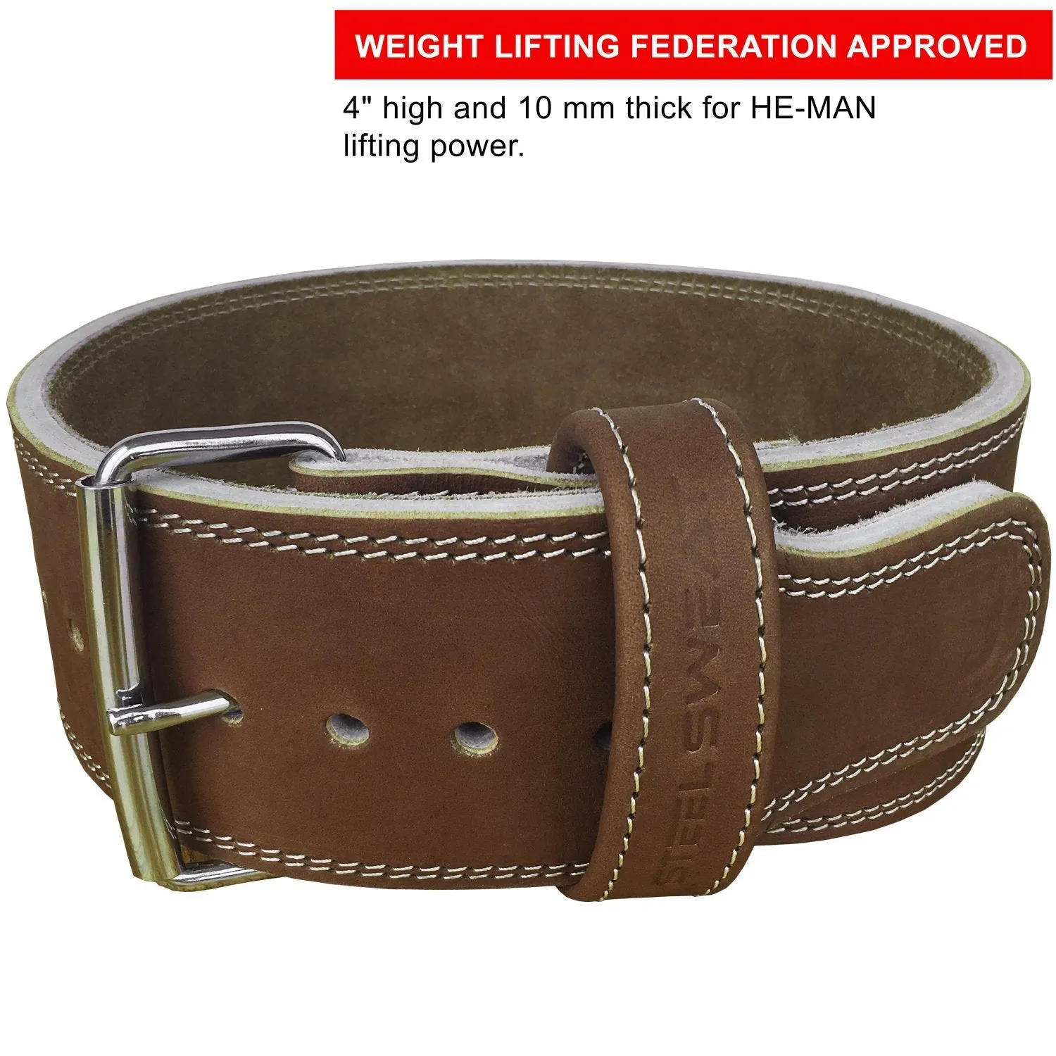 10MM HYDE Leather Weight Lifting Belt - Brown