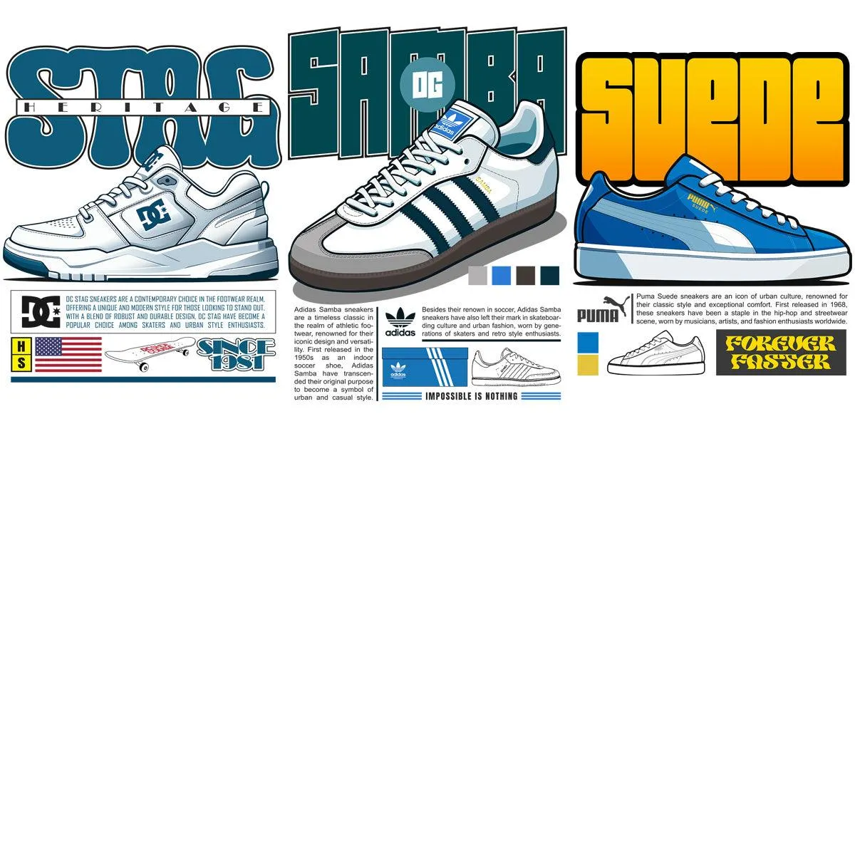 15 Sneakers Brands Designs Bundle PNG AI PDF