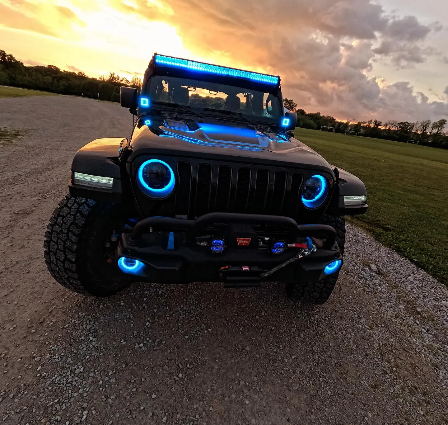 52" RGBW LED Light Bar & 2 RGB Pods & All Brackets for Jeep Wrangler JL JLU and Gladiator JT