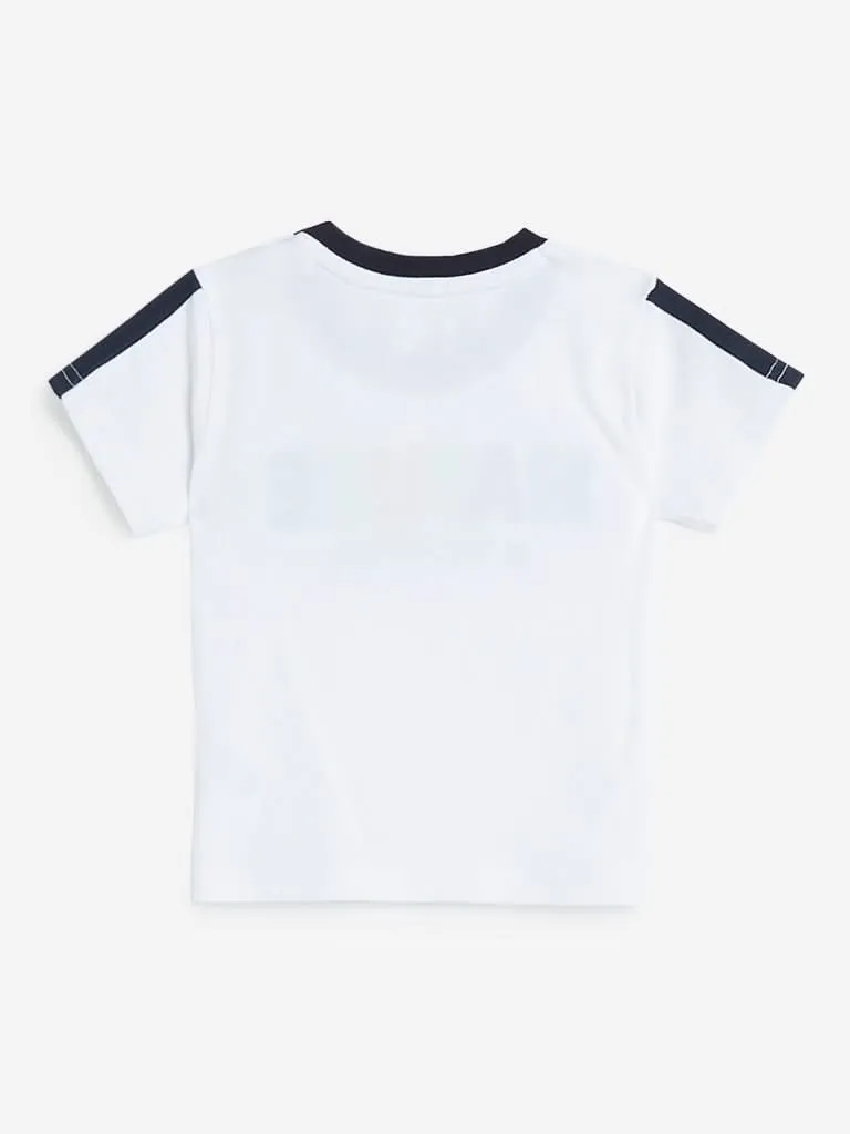 Baby HOP White Text Printed Cotton T-Shirt