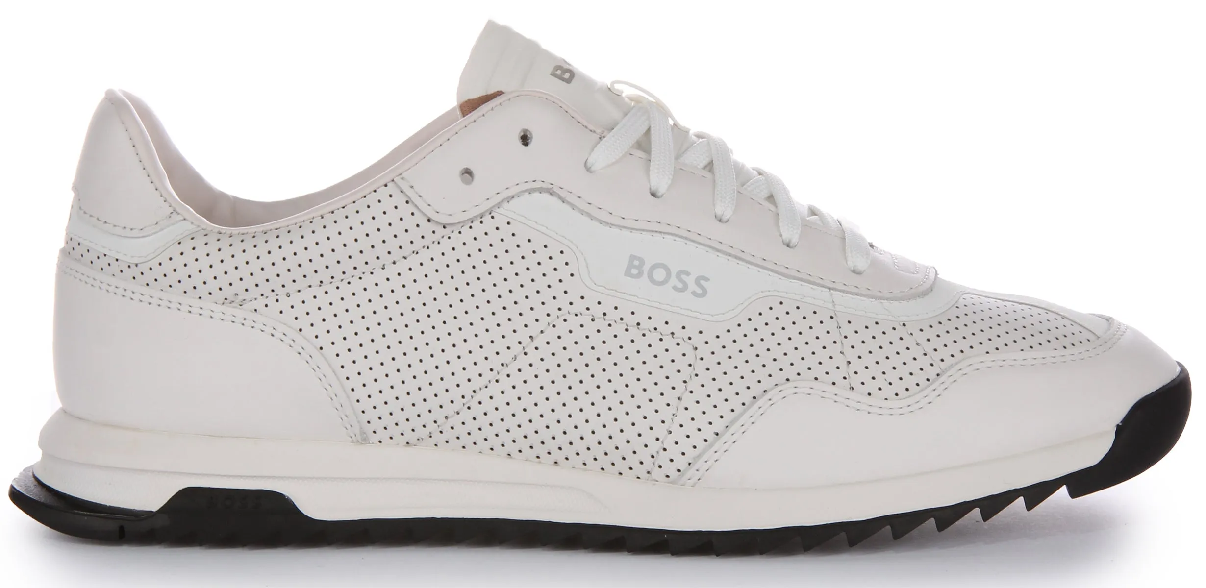 Boss Zayn Low Profile Perf Leather In White For Men