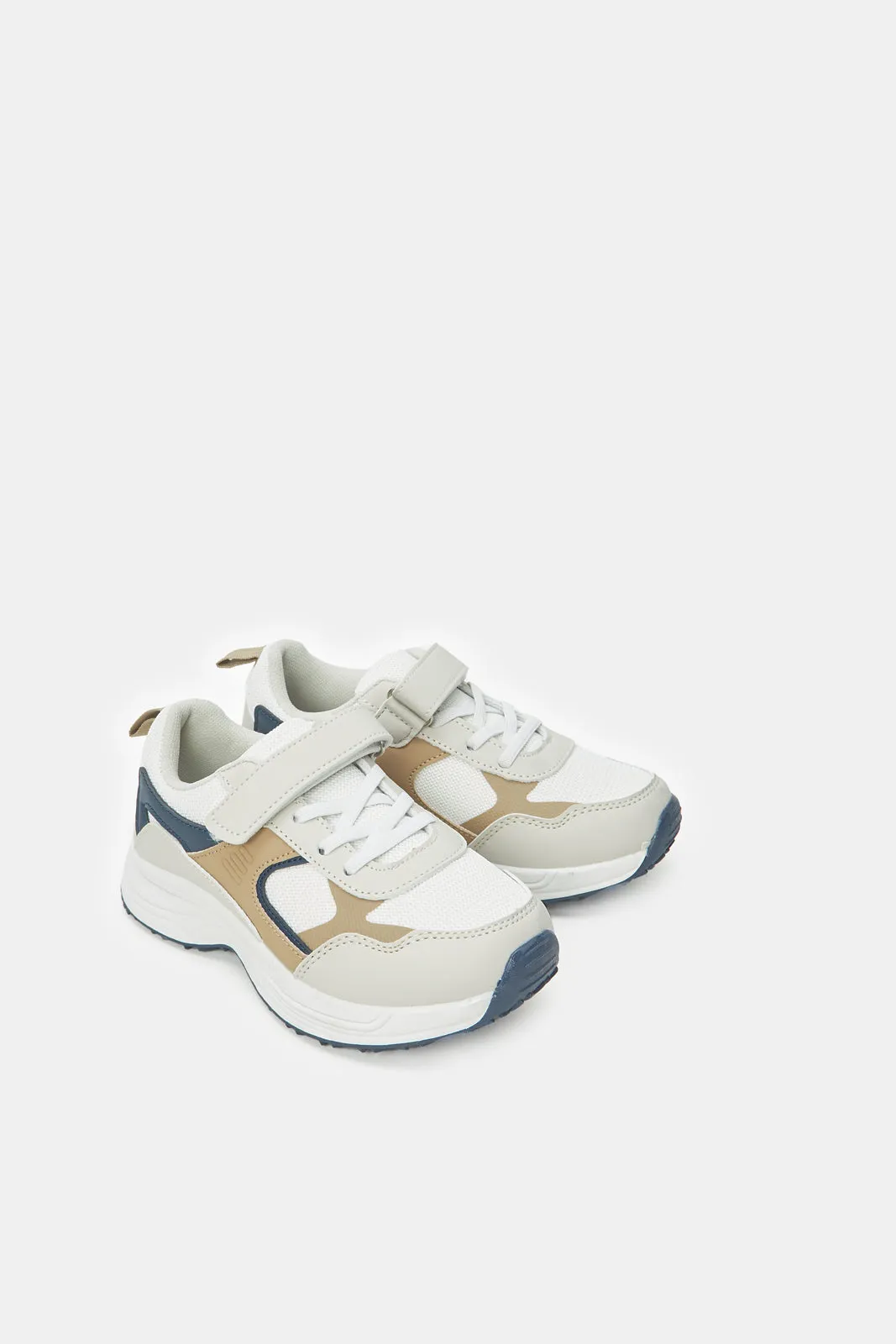 Boys Beige Color Block Chunky Trainer