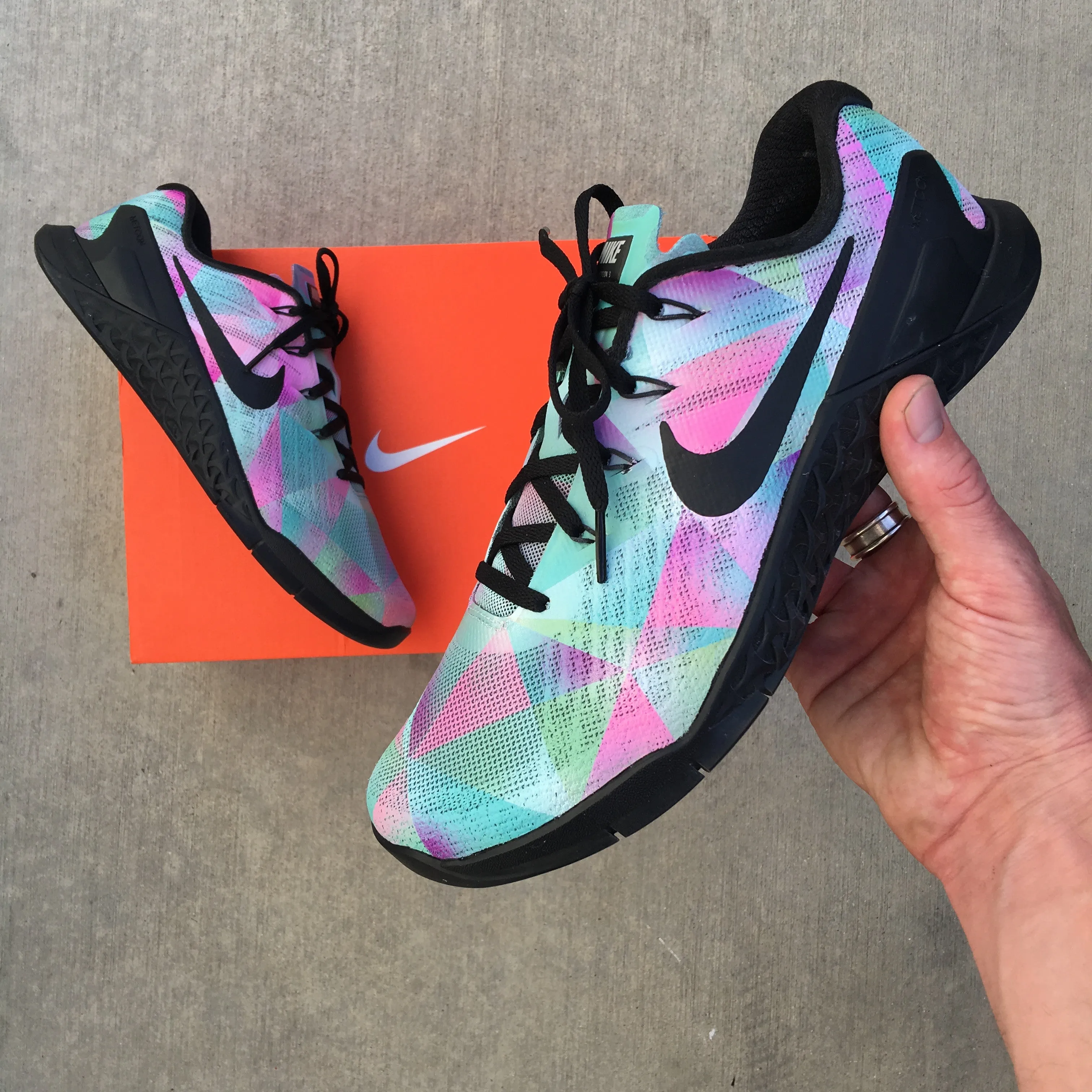 Custom Painted Pastel Prism Nike Metcon 4 Trainers