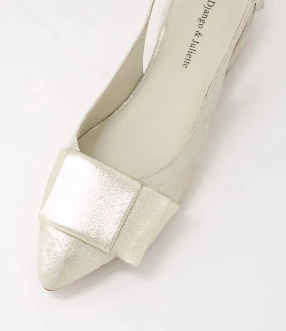 Django & Juliette - Evenning Pale Gold Beige Leather Flat Shoes