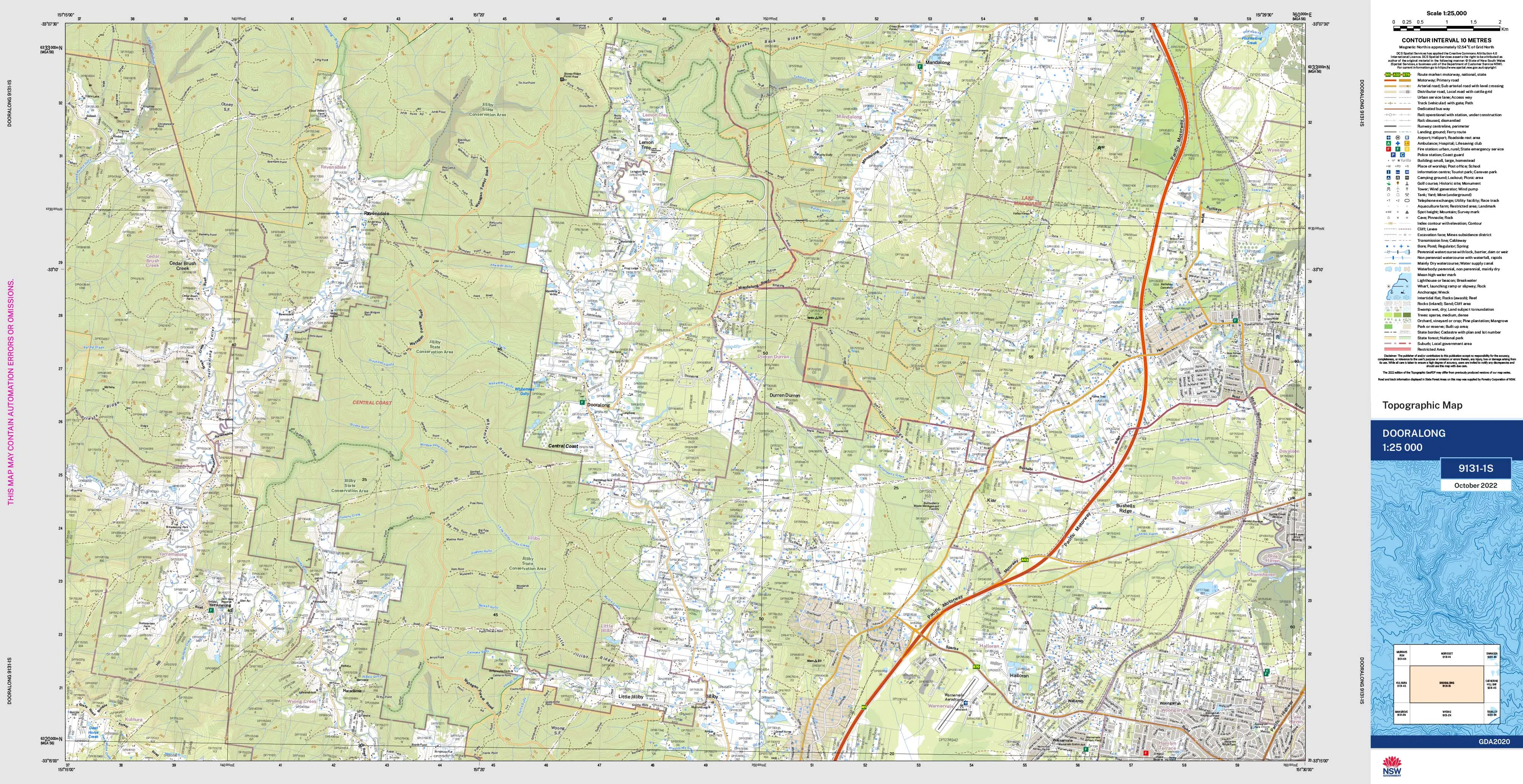 Dooralong 9131-1S Topographic Map 1:25k