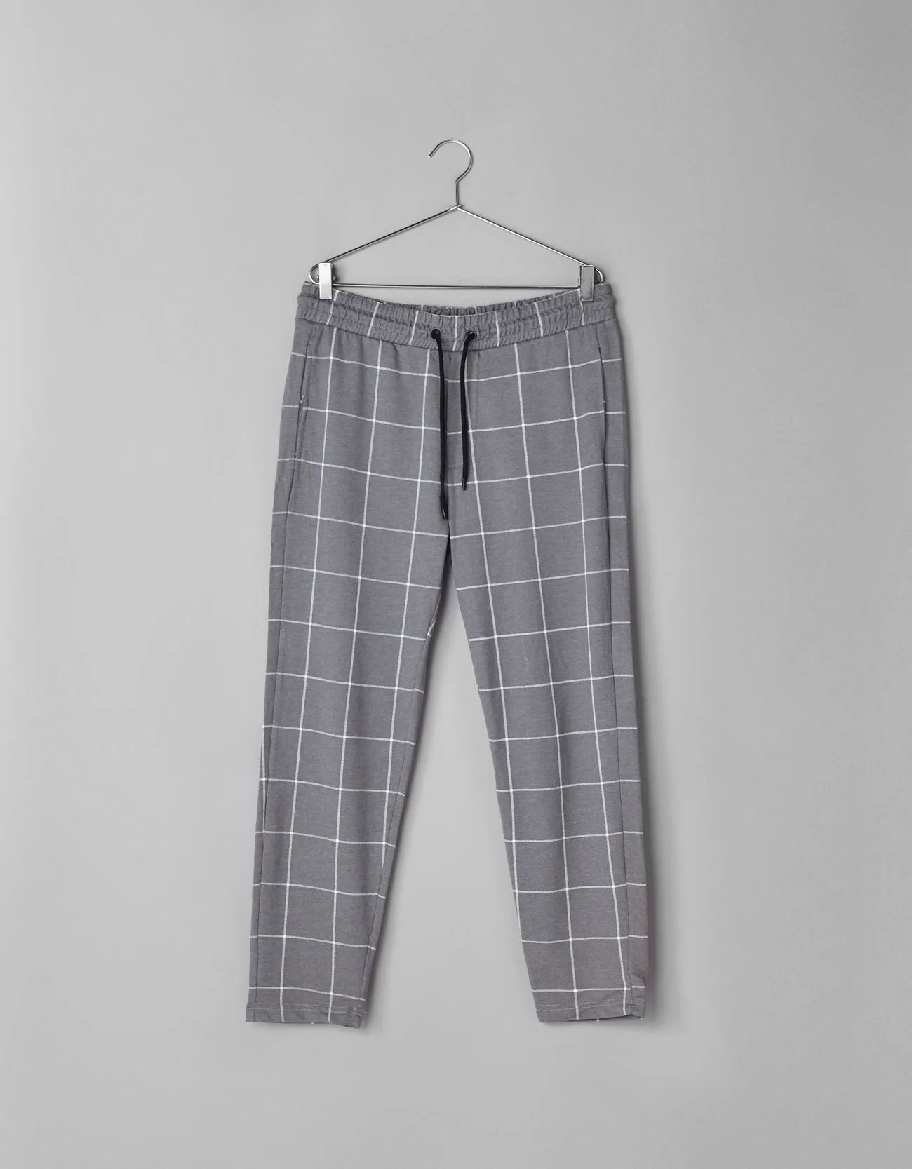 Drawstring checked jogging trousers