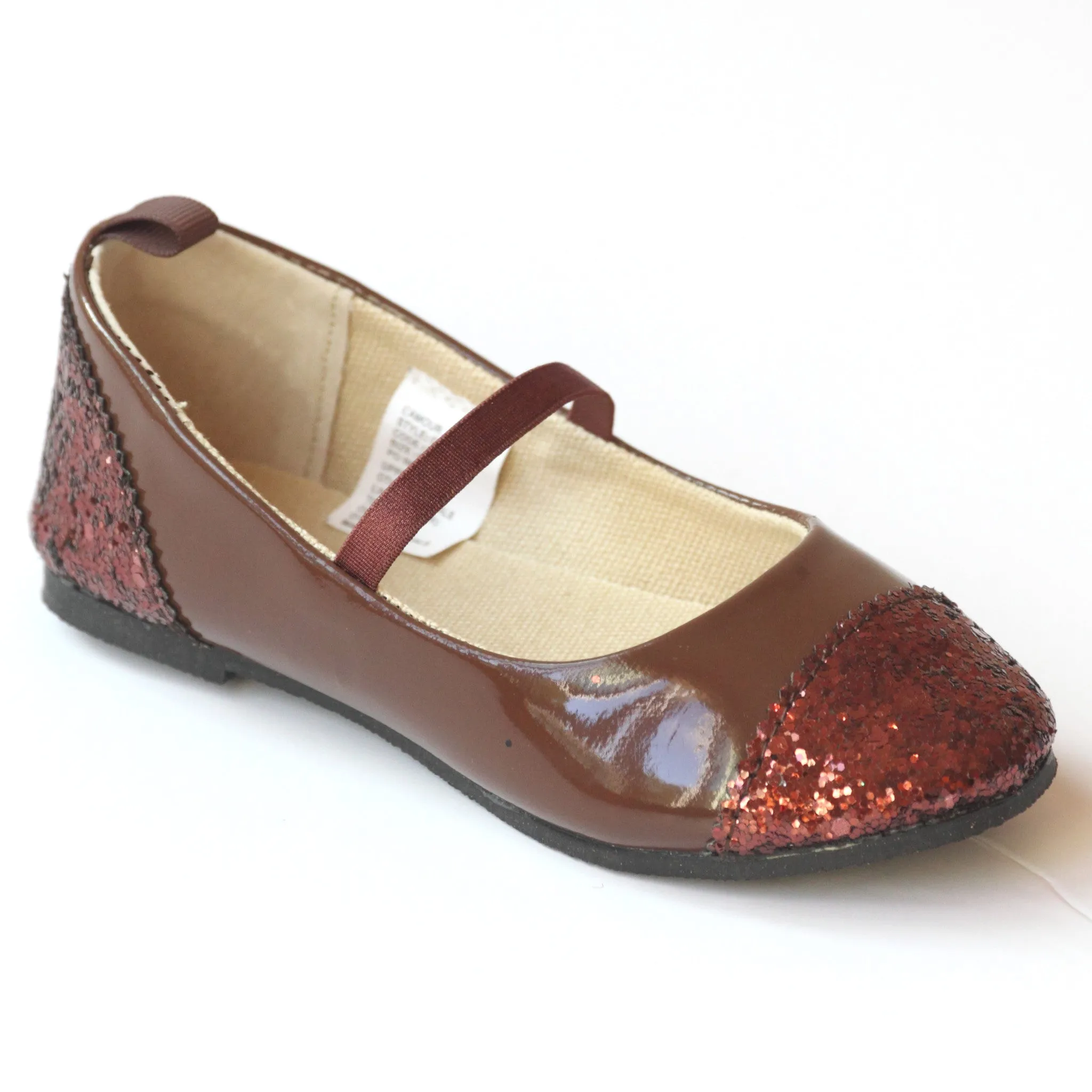 FINAL SALE - L'Amour Girls G608 Glitter Cap Toe Flats