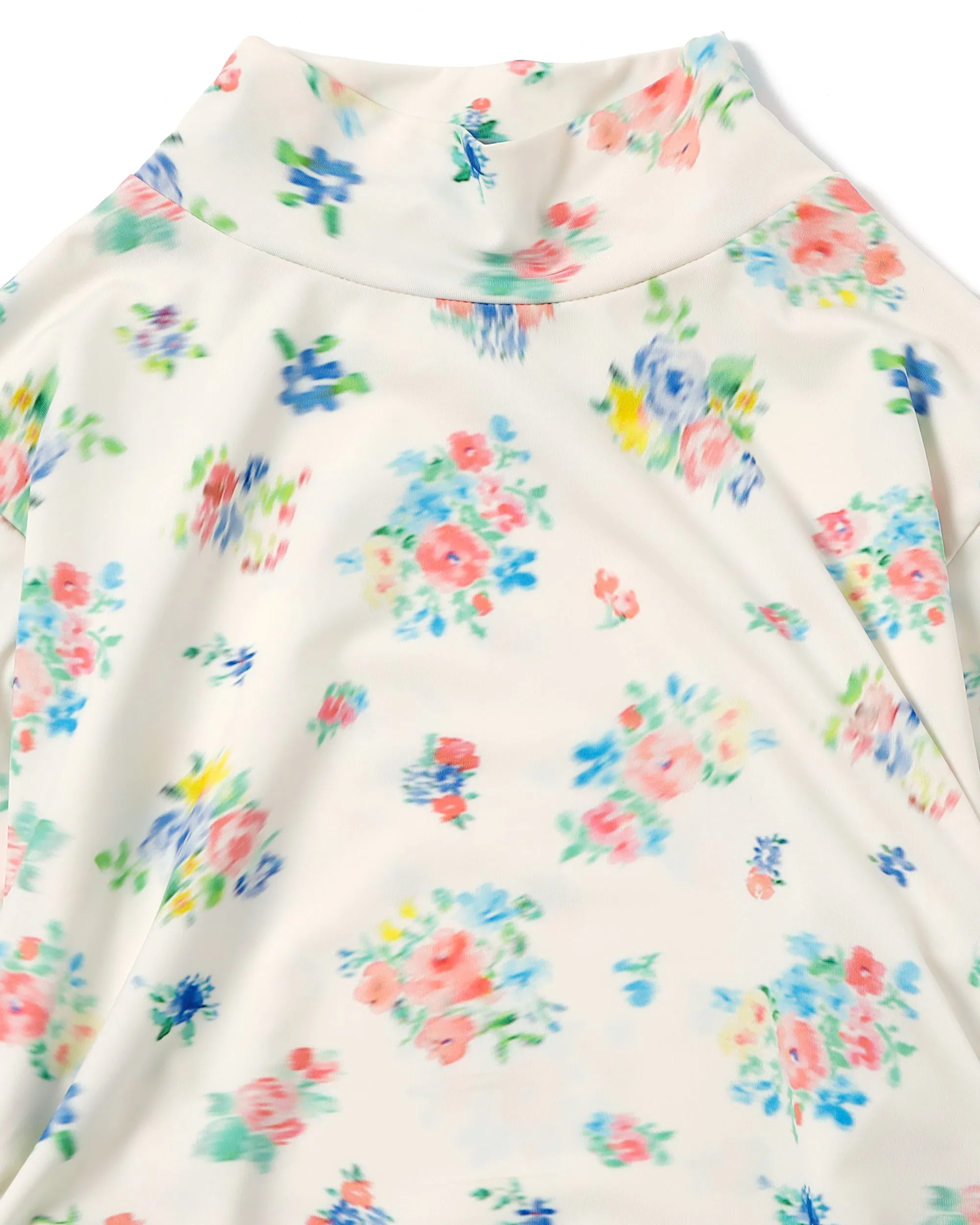 Floral pattern second skin tops (high-neck)