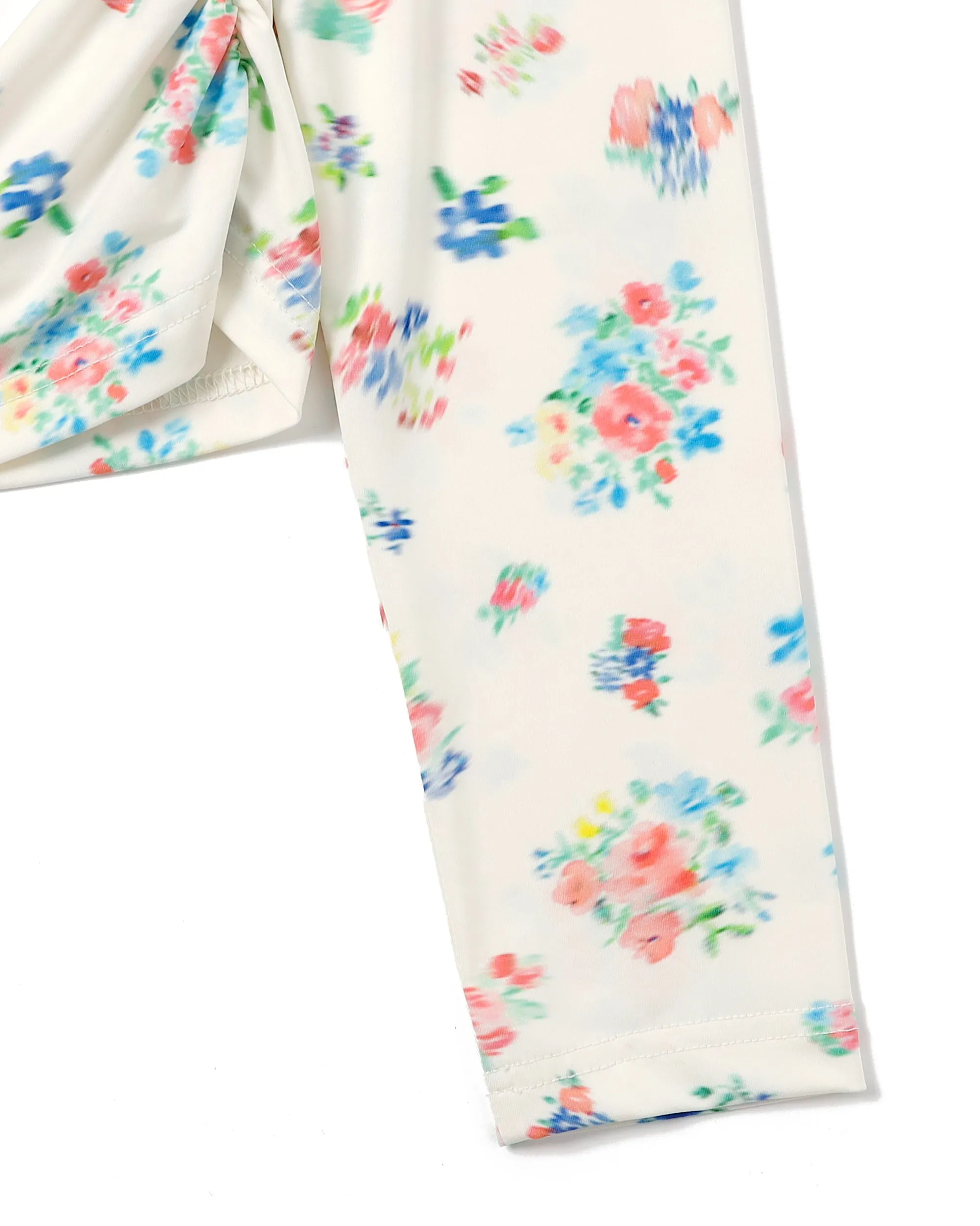 Floral pattern second skin tops (high-neck)