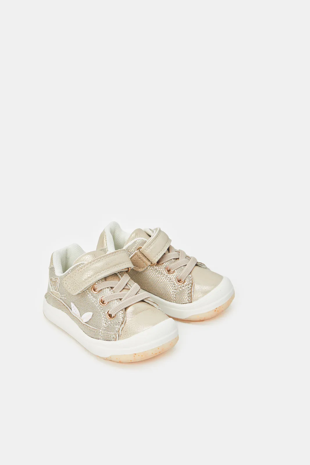 Infant Girls Gold Velcro Sneakers