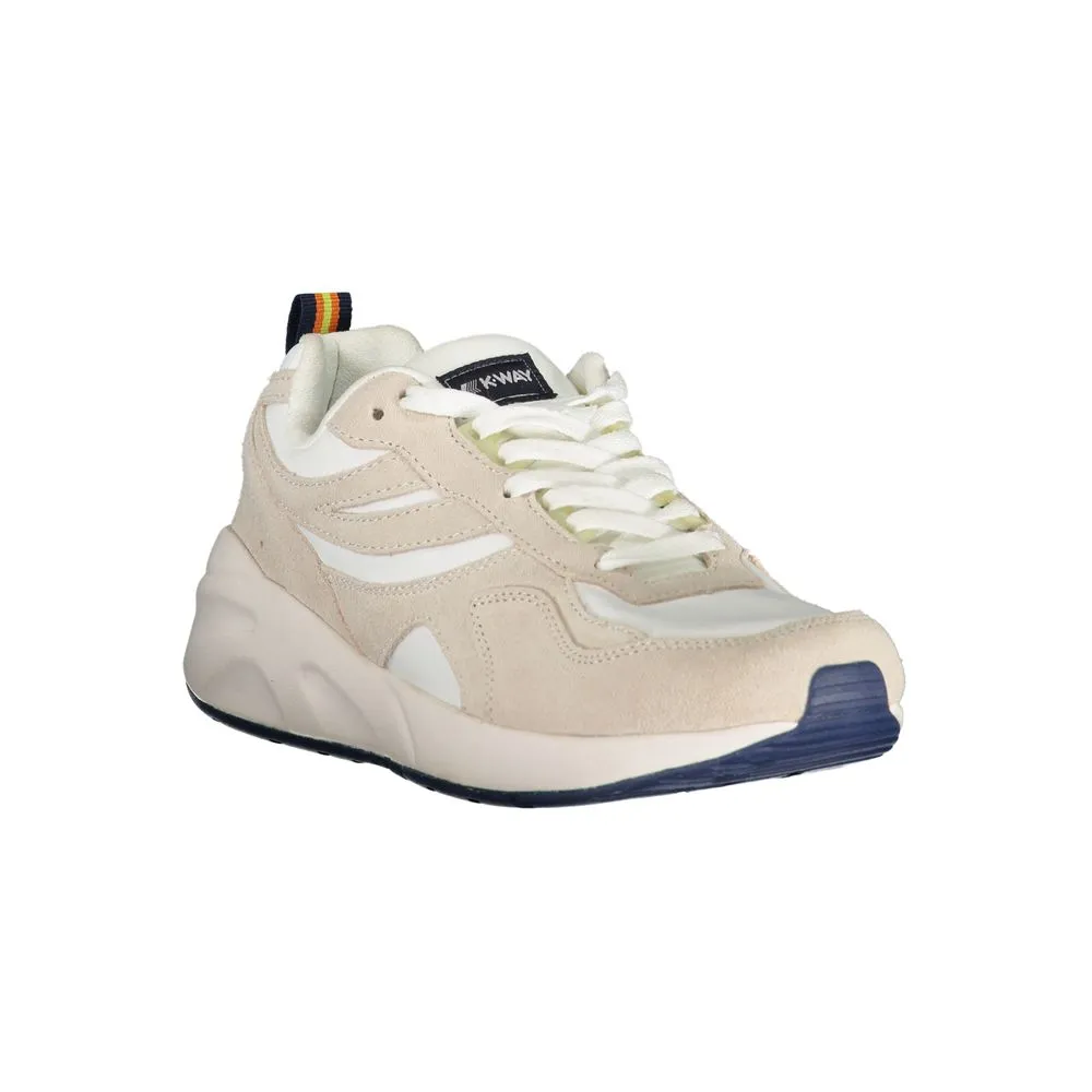 K-WAY Beige Lace-Up Sneakers with Contrast Details