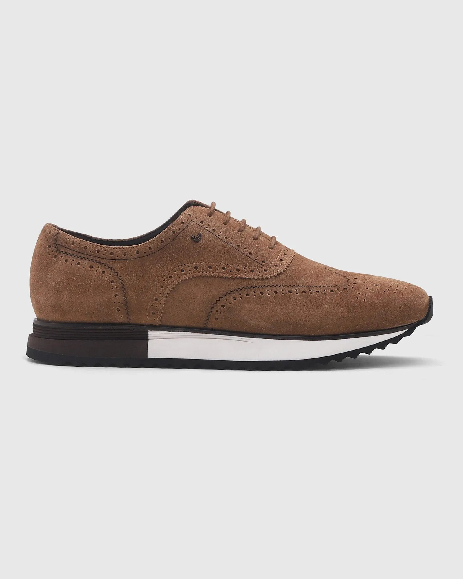 Leather Casual Brown Textured Sneakers - Poly