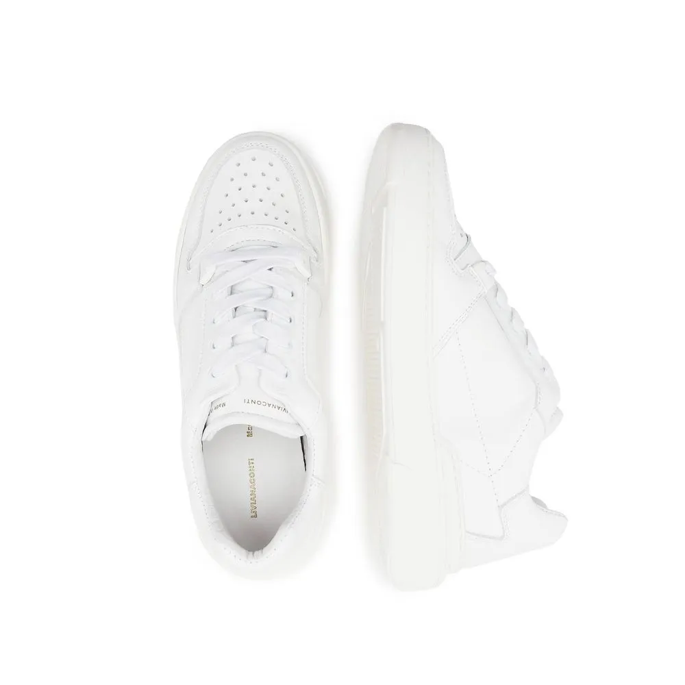 Liviana Conti Elegant White Leather Sneakers with Gold Accents