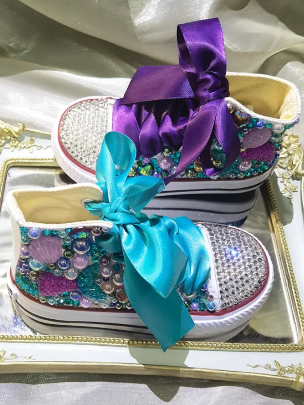 Mermaid Charm Ocean Beads Canvas Sneakers by Liv and Mia