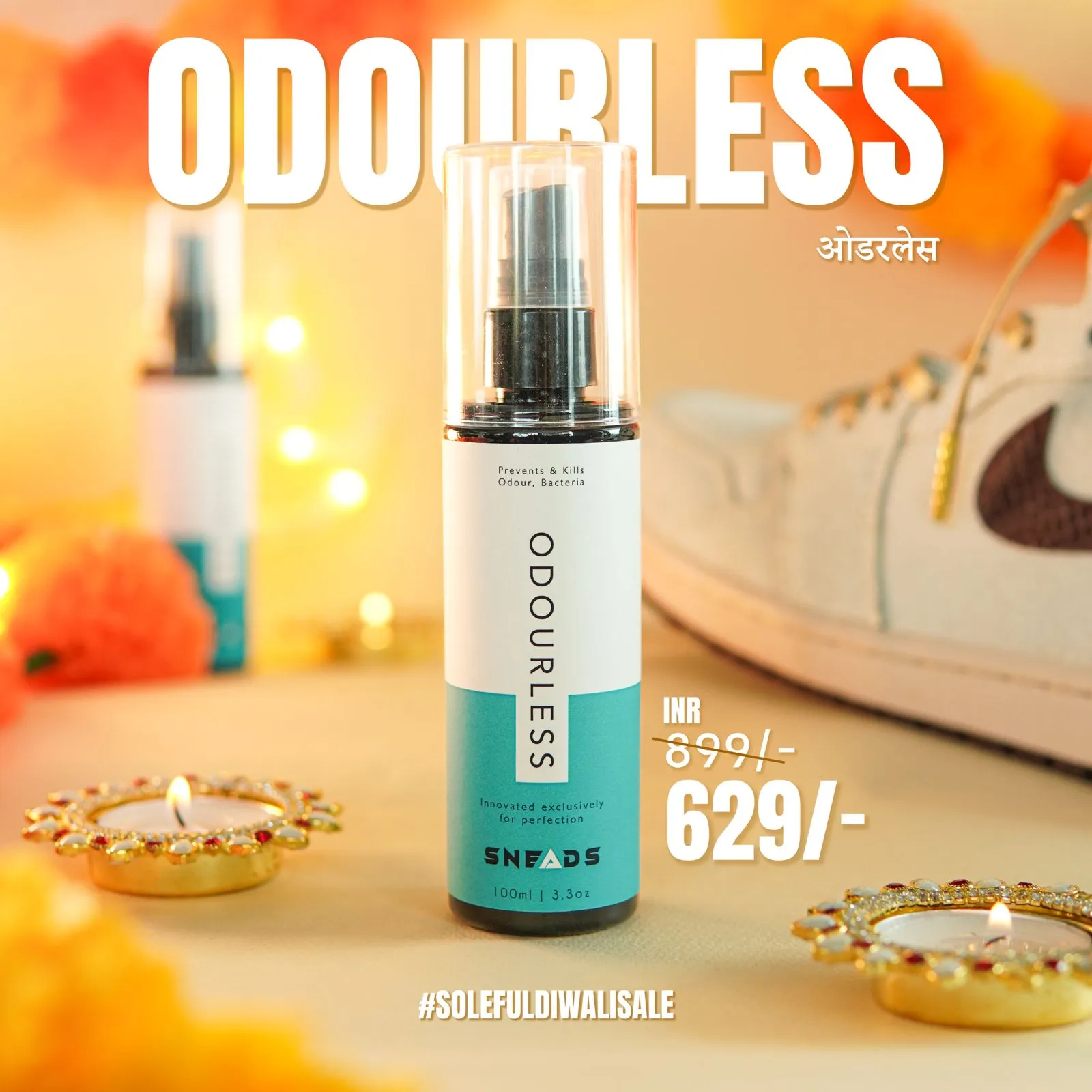 Odourless | Shoe Anti-Bacterial Spray | Eliminates Shoe Odour