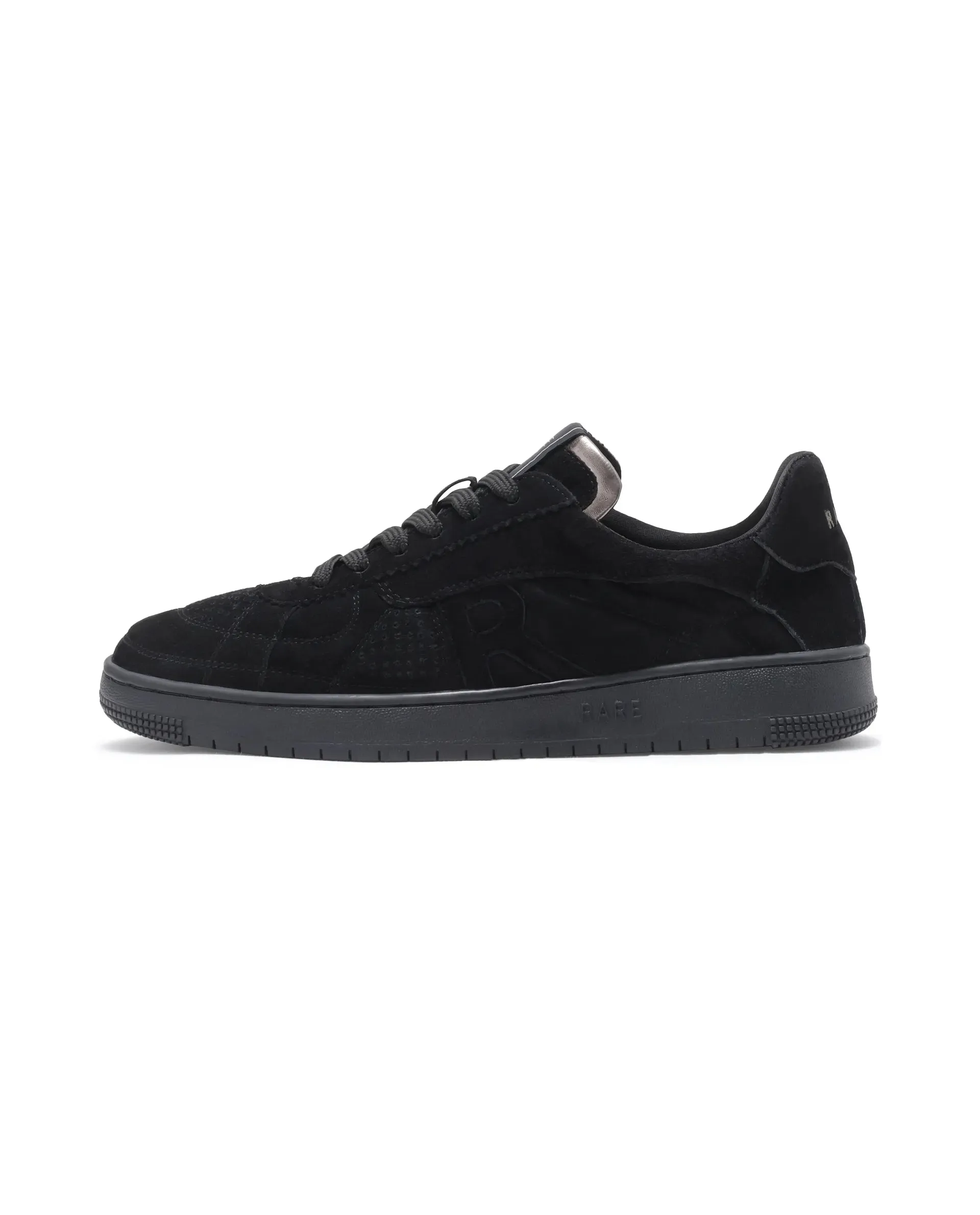 Rare Rabbit Men Ragno Black Genuine Suede Leather Low-Top Lace Up Sneaker Shoes