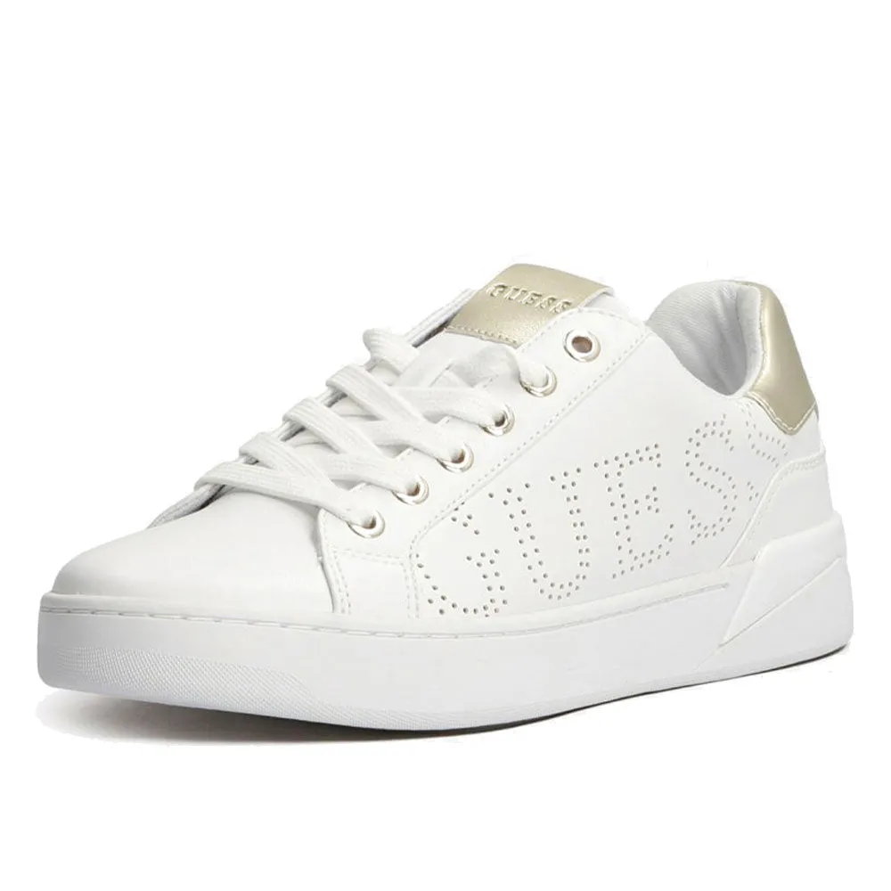 Scarpe Donna GUESS Sneakers in Pelle Linea Roria Colore Bianco -  Platino