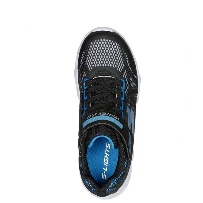 Skechers Vortex 2.0 Black Blue Boys Light Up Trainer