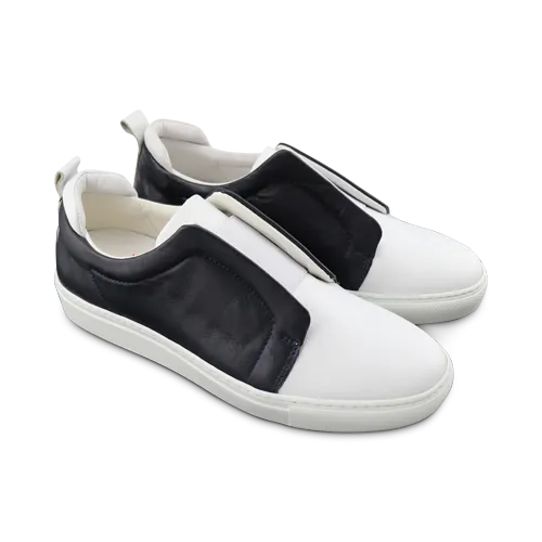 Sneakers in pelle bianco/blu