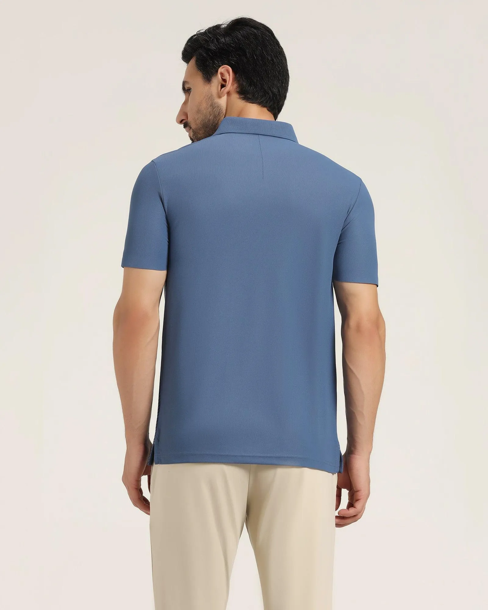 TechPro Polo Blue Solid T-Shirt - Walker