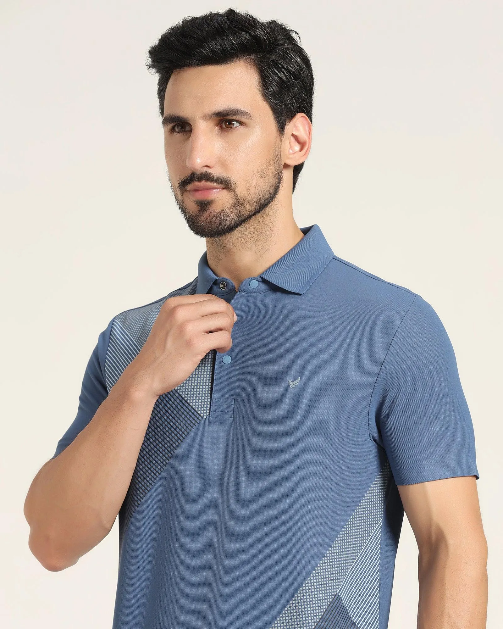 TechPro Polo Blue Solid T-Shirt - Walker