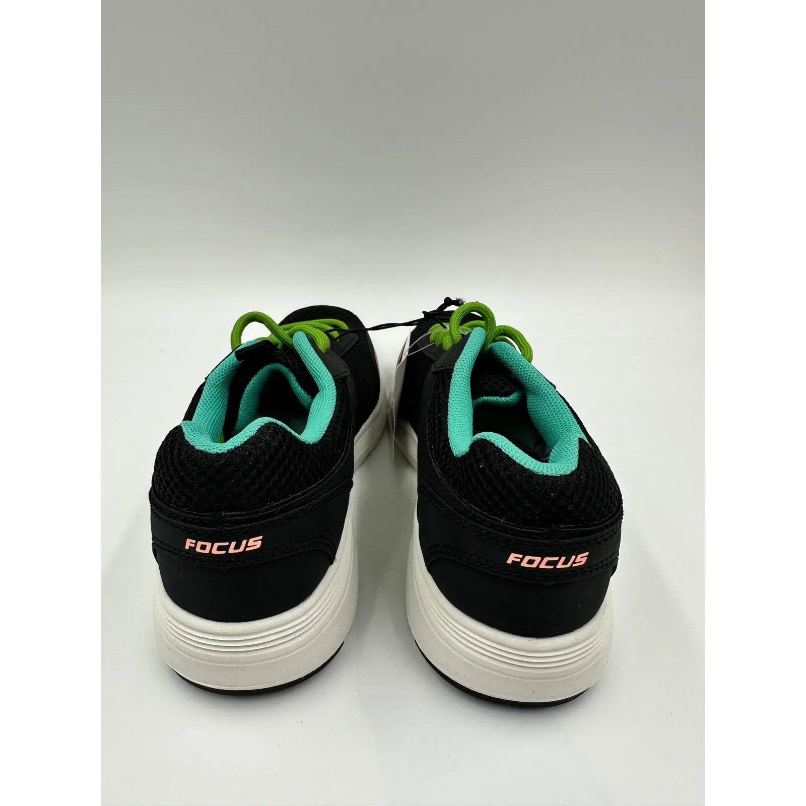 Toddler/Small Kid Size 8, Black Sneakers with Green Laces and White Sole