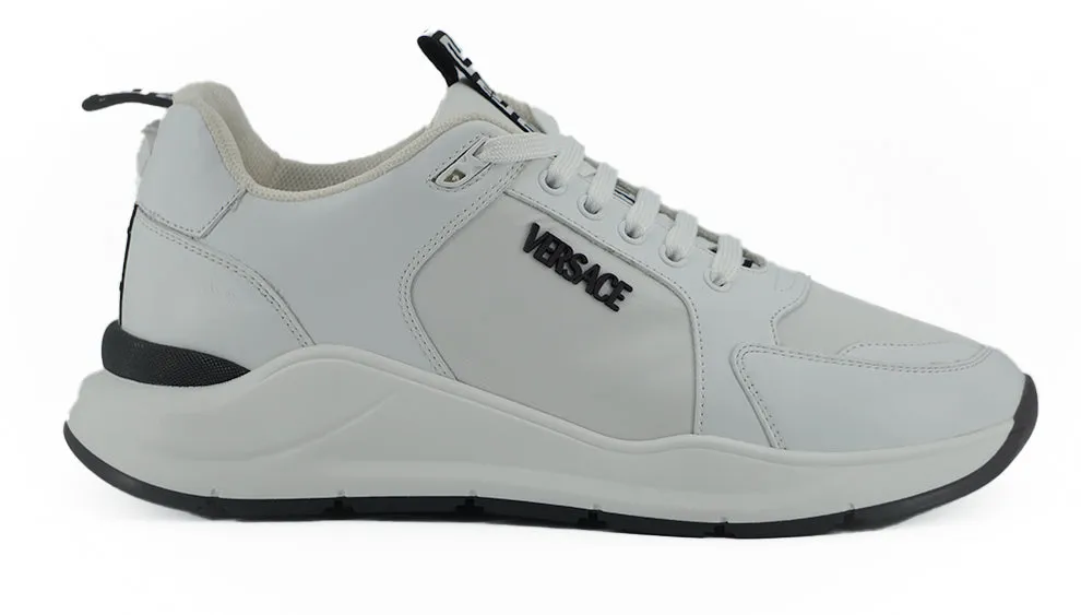 Versace Sleek White Calf Leather Sneakers