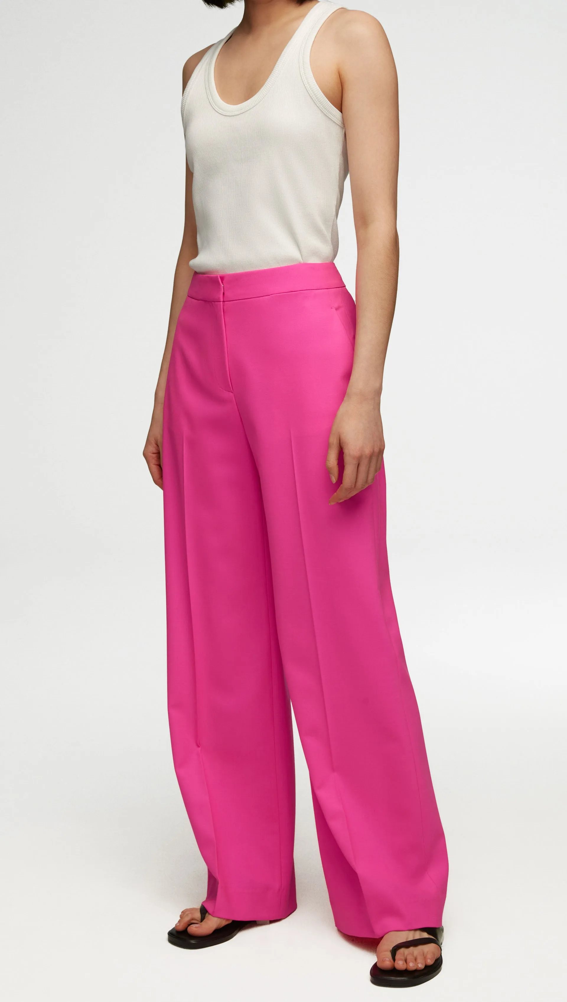 #VotingSuitsYou Wide Leg Trouser in Seasonless Wool | Bright Pink