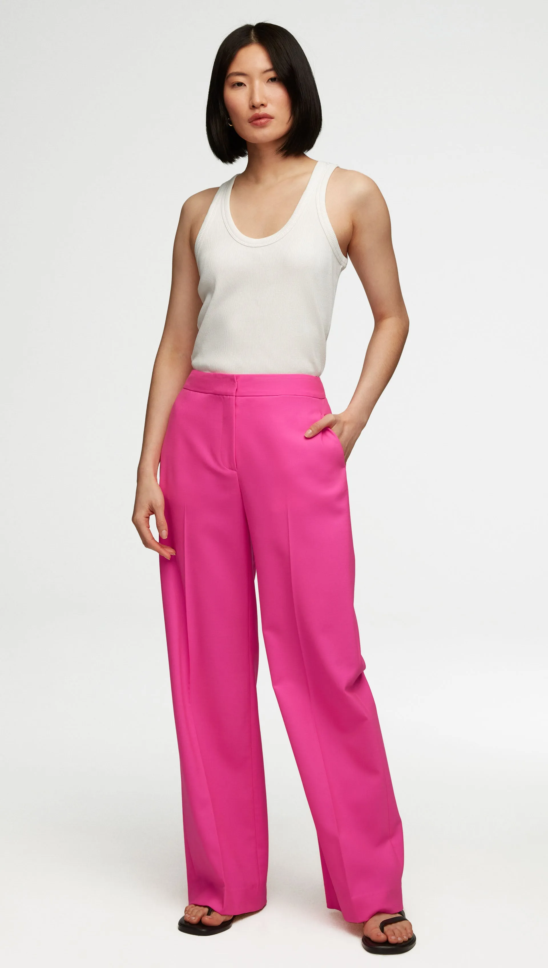 #VotingSuitsYou Wide Leg Trouser in Seasonless Wool | Bright Pink