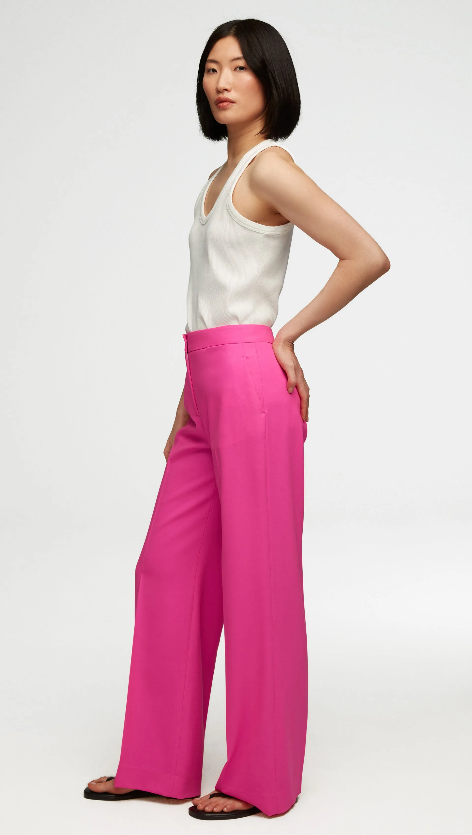 #VotingSuitsYou Wide Leg Trouser in Seasonless Wool | Bright Pink