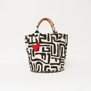 Weekender - Black Kuba with Beaded Red Heart