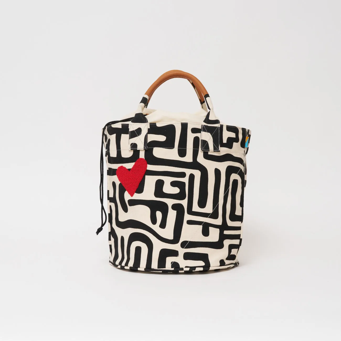 Weekender - Black Kuba with Beaded Red Heart