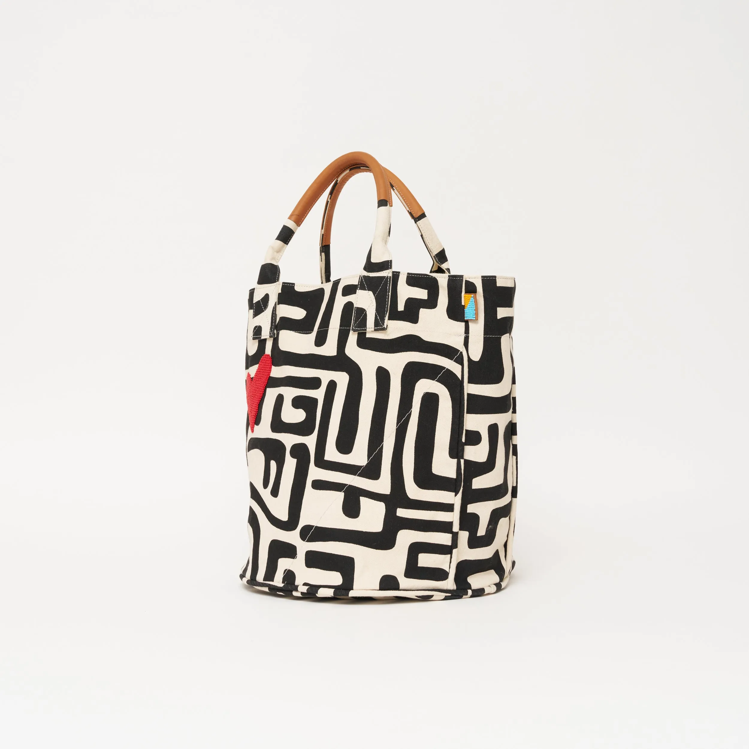 Weekender - Black Kuba with Beaded Red Heart