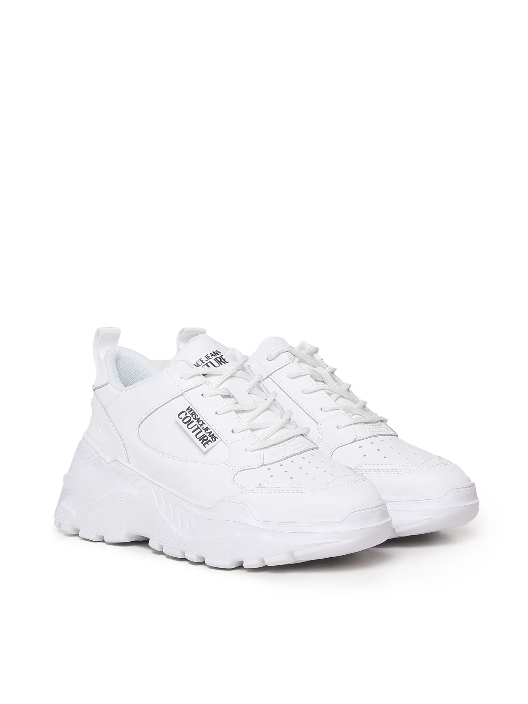 White Leather Sneakers with Serrated Sole