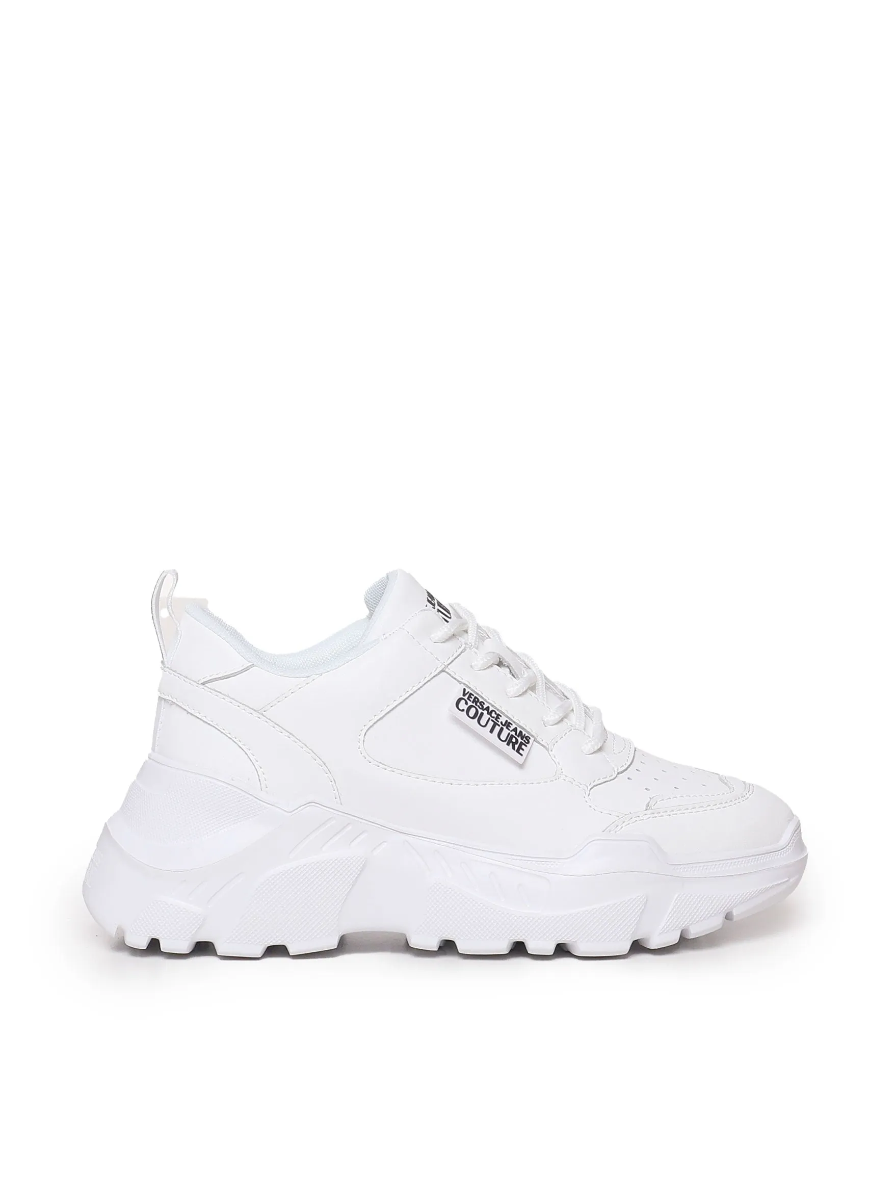 White Leather Sneakers with Serrated Sole