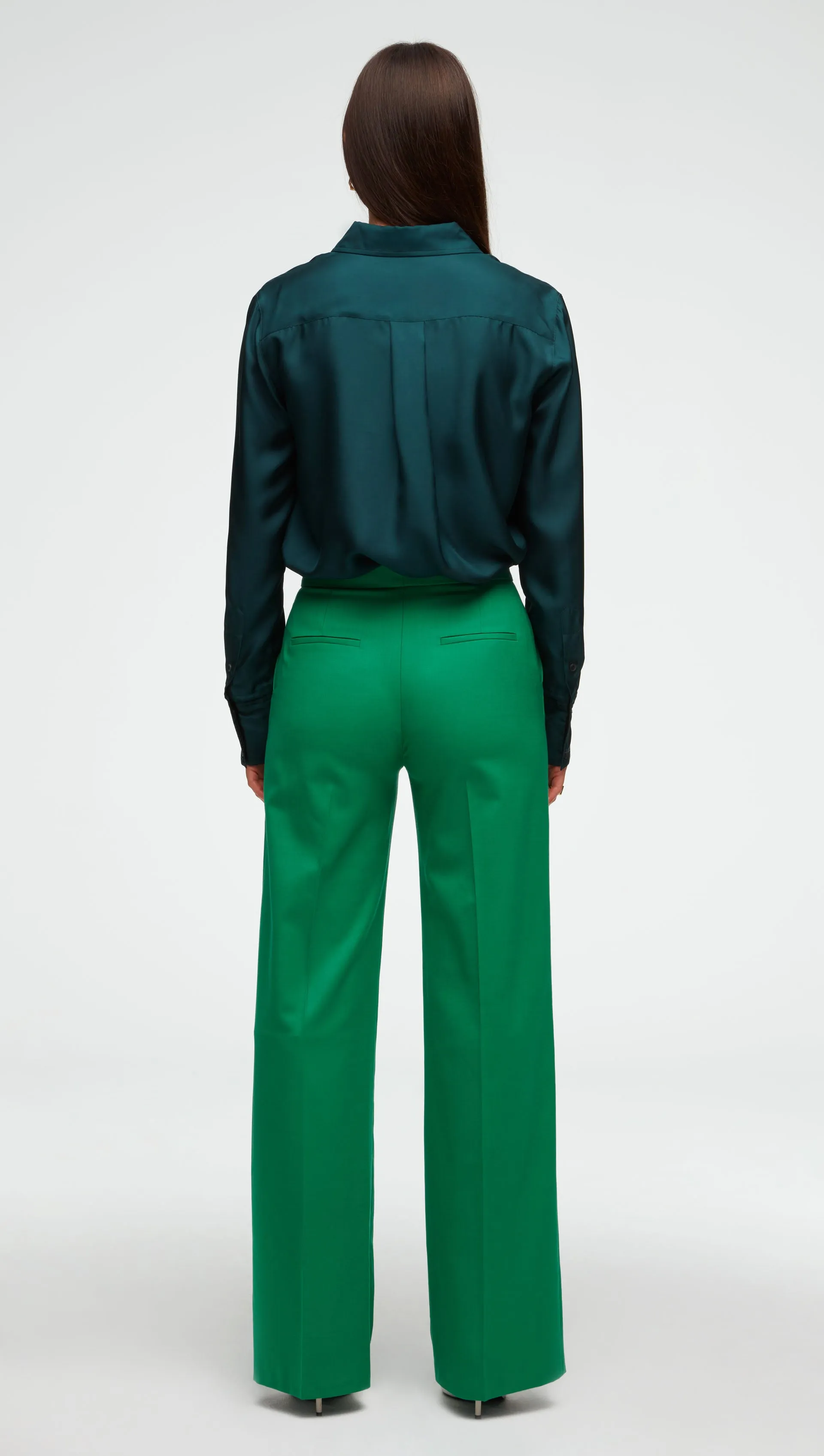 Wide Leg Trouser in Seasonless Wool  | Kelly Green