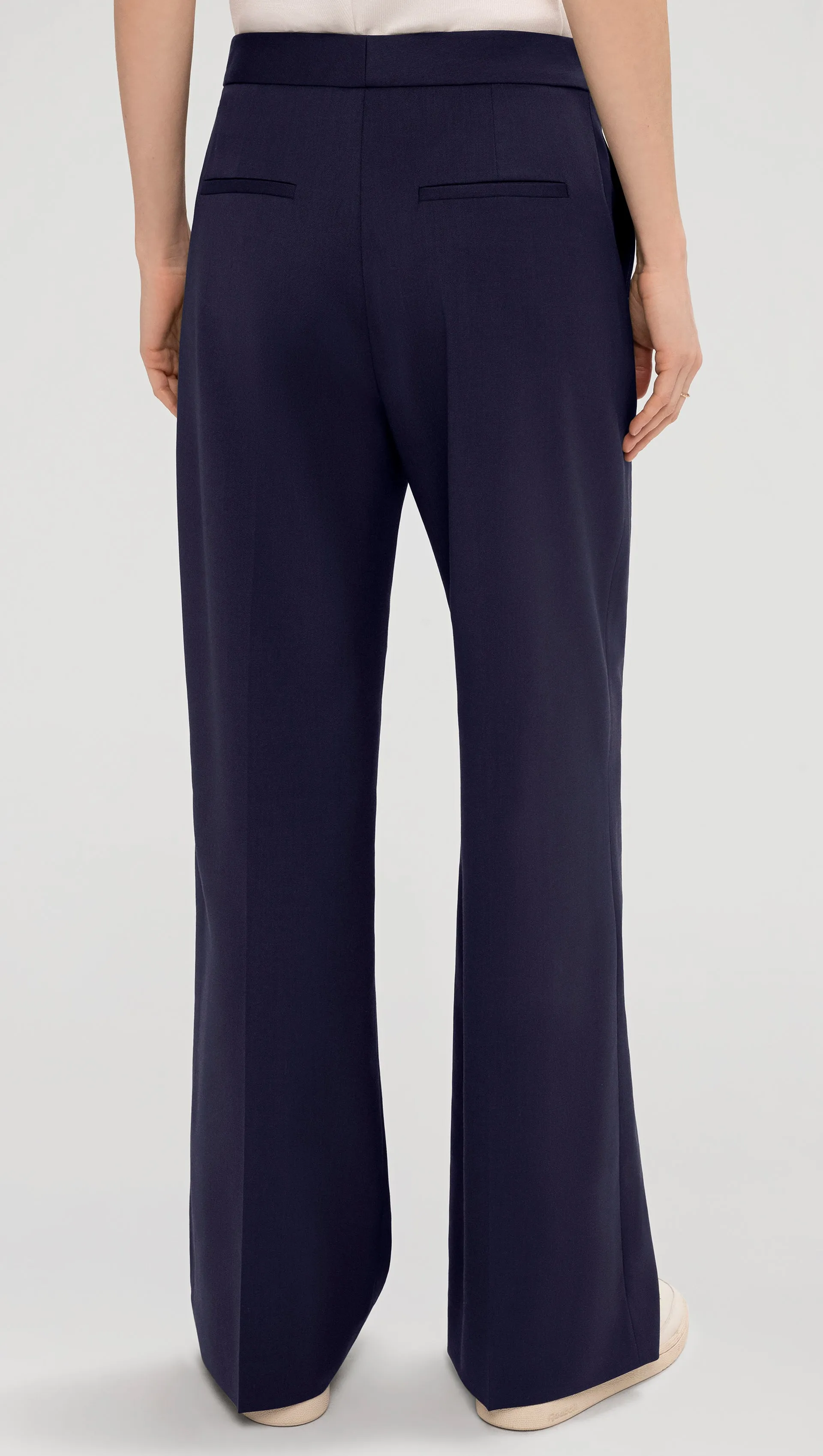 Wide Leg Trouser in Seasonless Wool | Navy