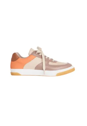 Women's Leather Beige Multi Coloured Trainers