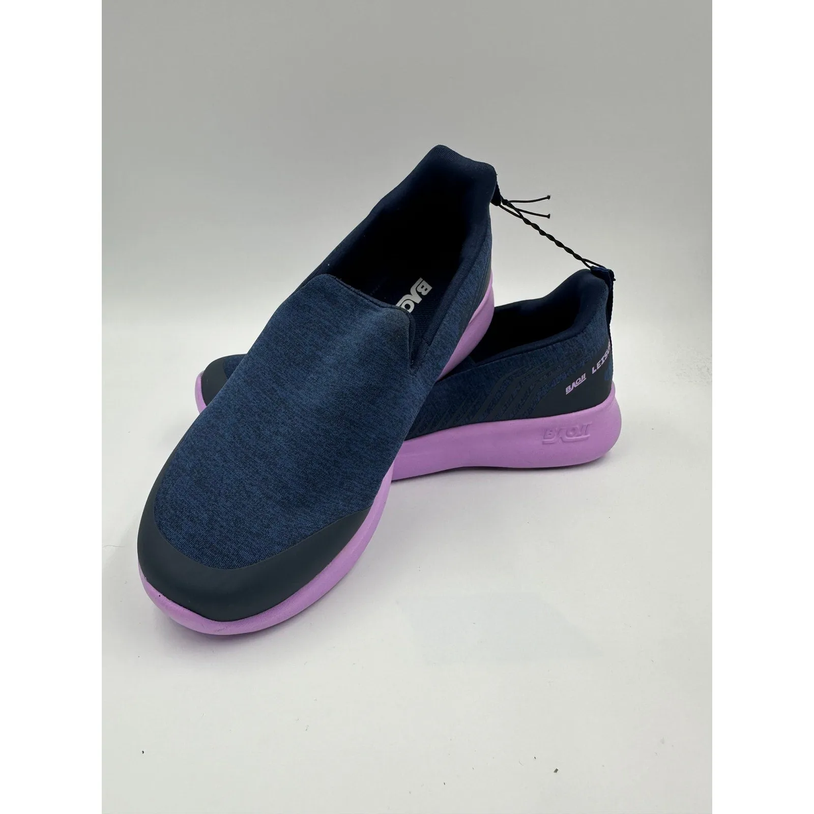 Women's Size 7.5 Navy and Purple Slip-on's with Thick Sole for All Day Comfort