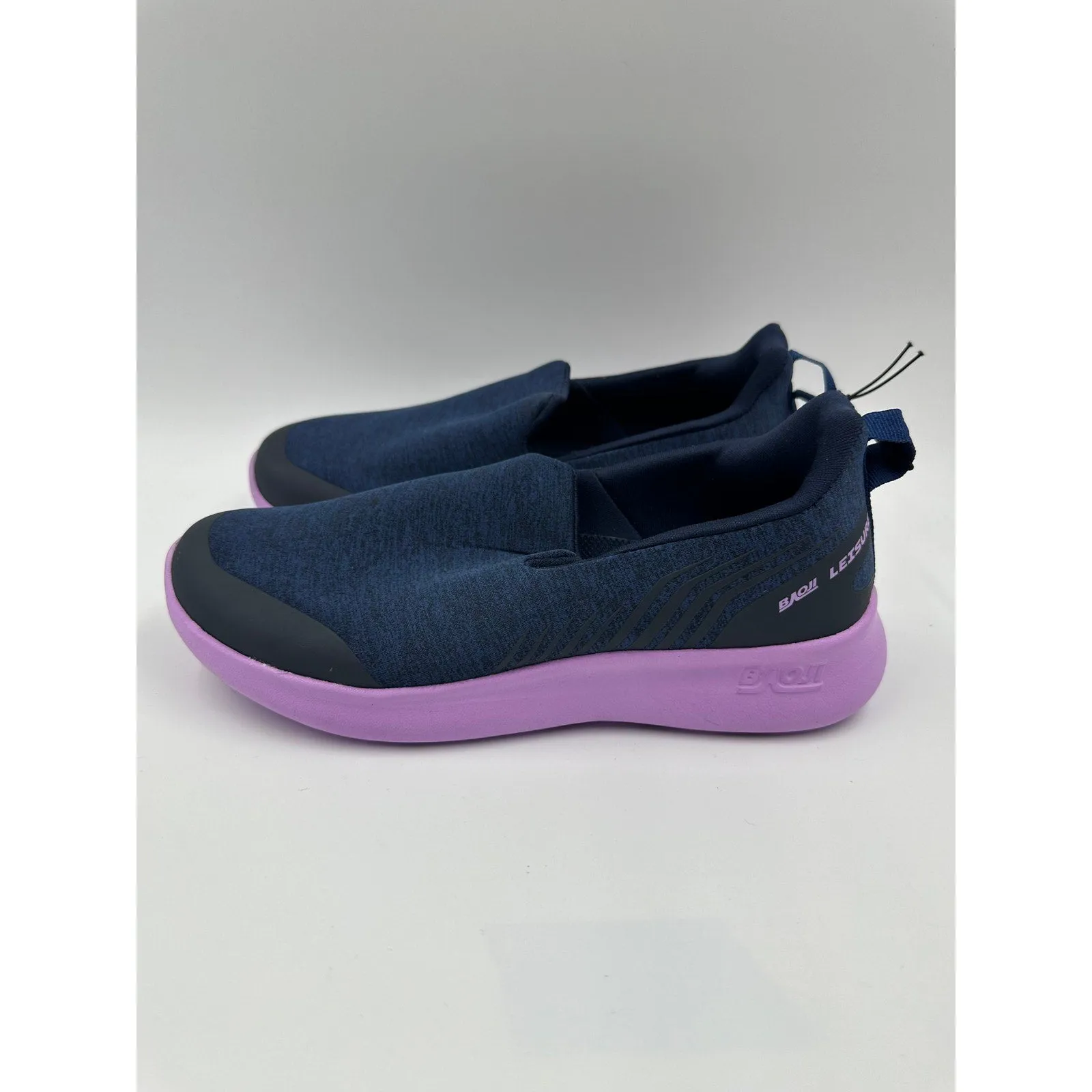 Women's Size 7.5 Navy and Purple Slip-on's with Thick Sole for All Day Comfort