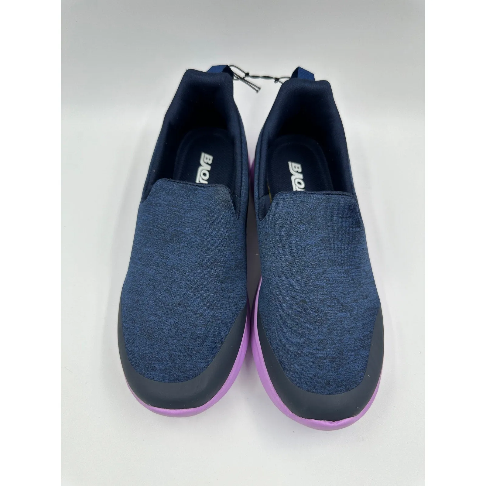 Women's Size 7.5 Navy and Purple Slip-on's with Thick Sole for All Day Comfort