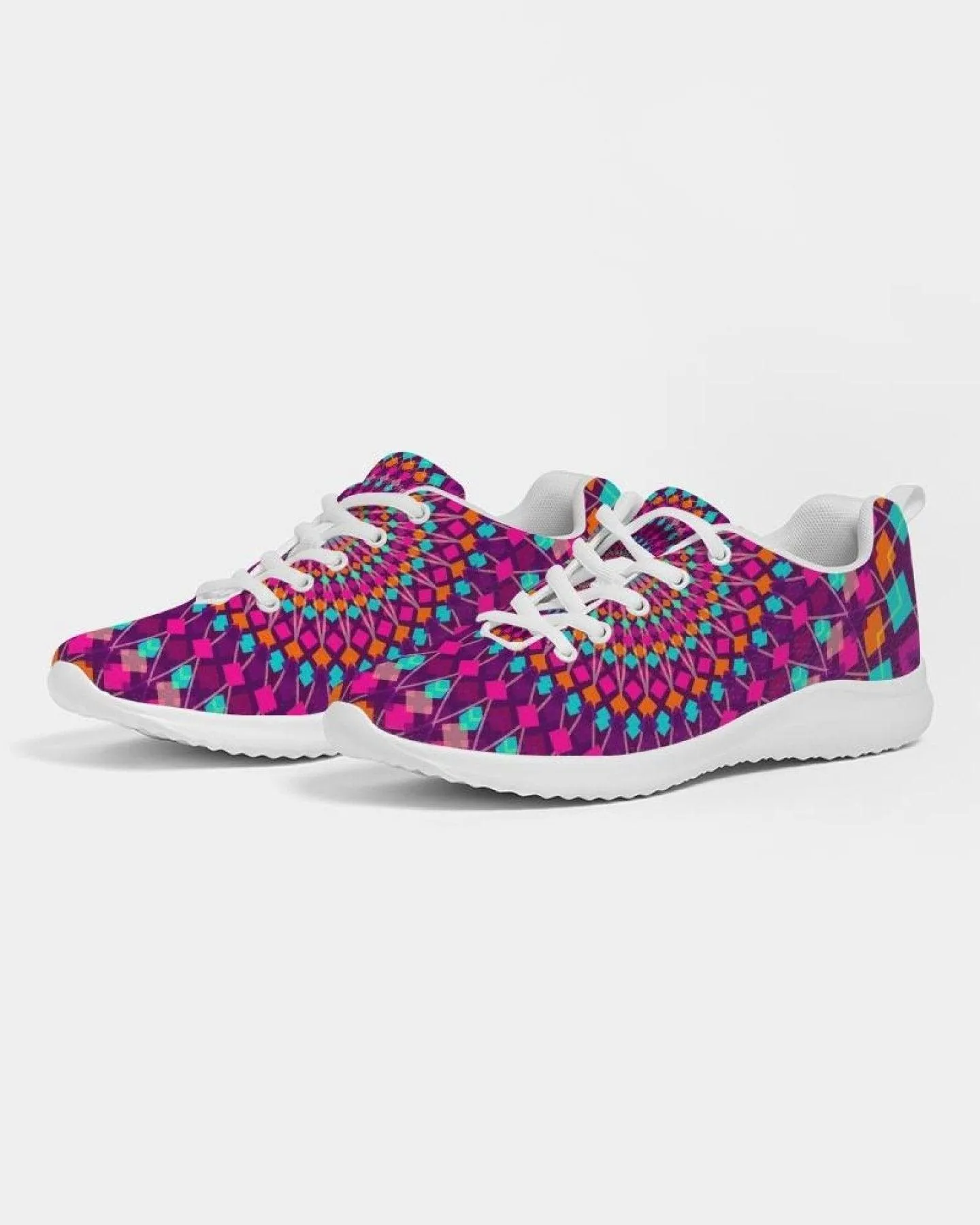 Womens Sneakers - Purple Kaleidoscope Style Canvas Sports Shoes /